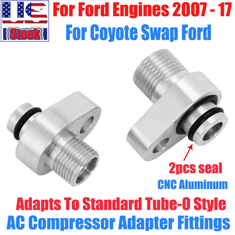 For 2011-2017 Ford Mustang Coyote AC Compressor Adapter Fittings Kit Aluminum US
