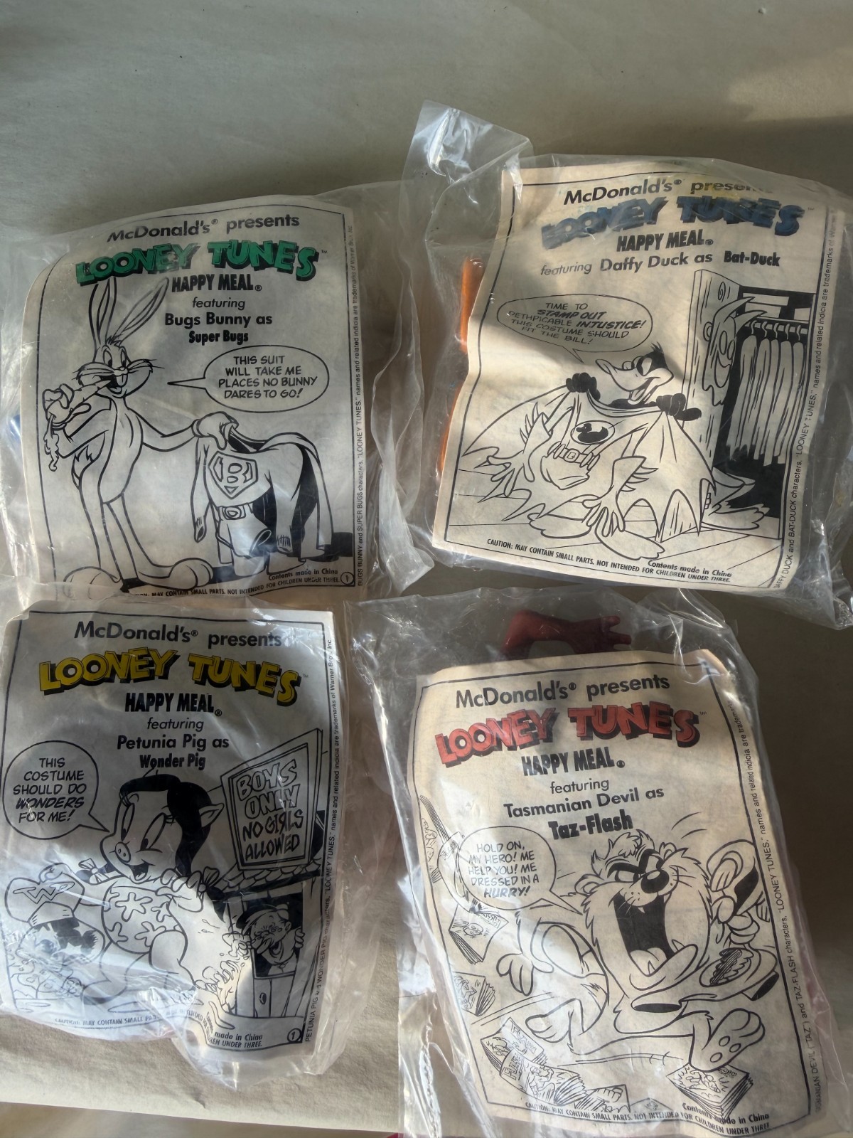 1991 McDonald's Looney Tunes Super Hero Toys Sealed Complete Set OR Pick One