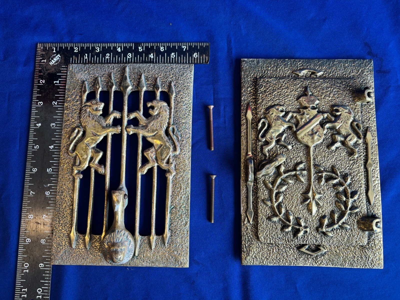 Vintage Lions Brass Speakeasy With Door Knocker And Peep Hole and Machine Screws