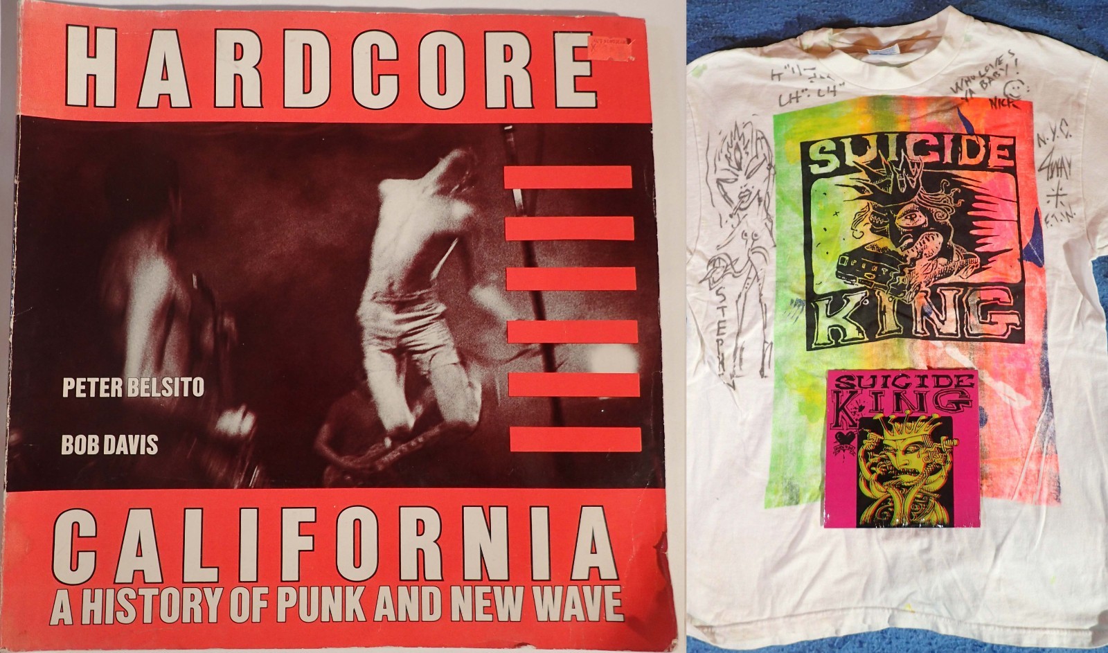 HARDCORE CALIFORNIA + SUICIDE KING autographed tee + GREEN VINYL 7\