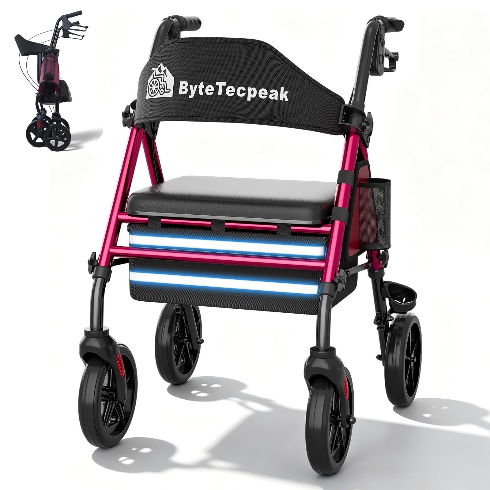 2026 Upgrade ByteTecpeak Walkers for Seniors with Seat,R4 Rollator Walker wit...
