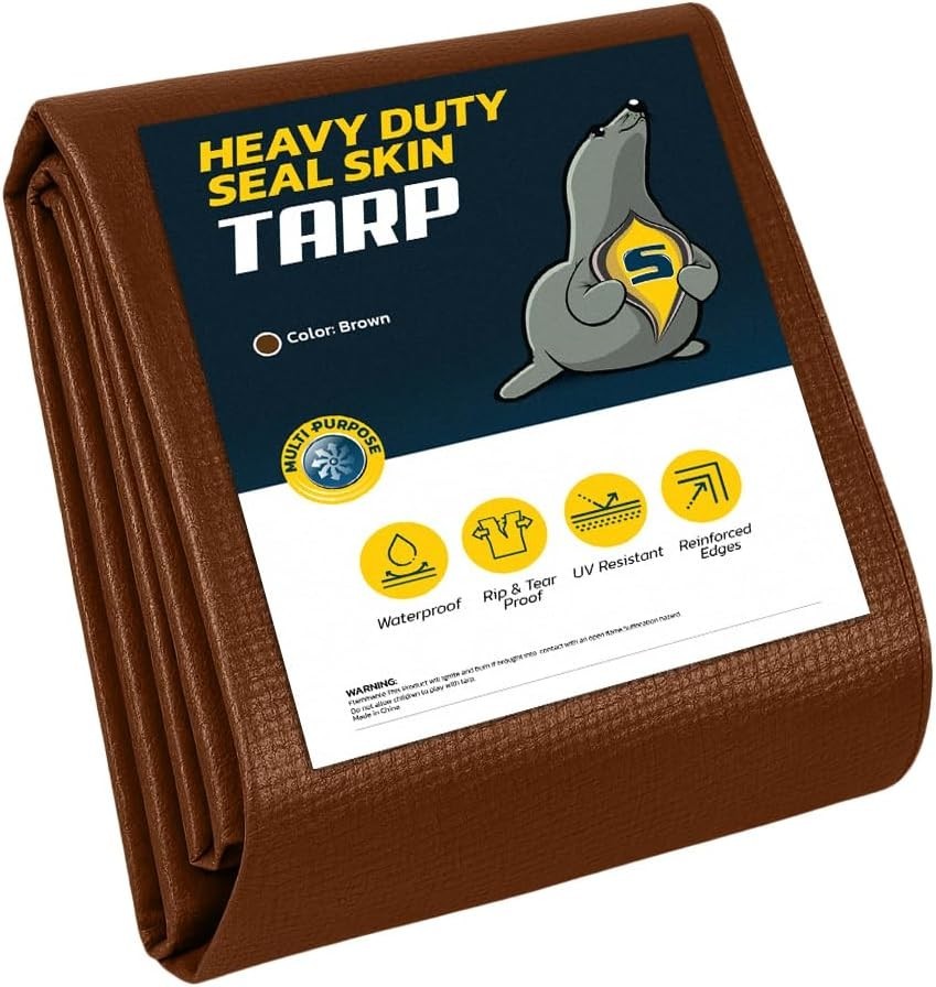 Seal Skin Heavy Duty Waterproof PolyTarp, 12 mil Tarpaulin Cover w/ Grommets