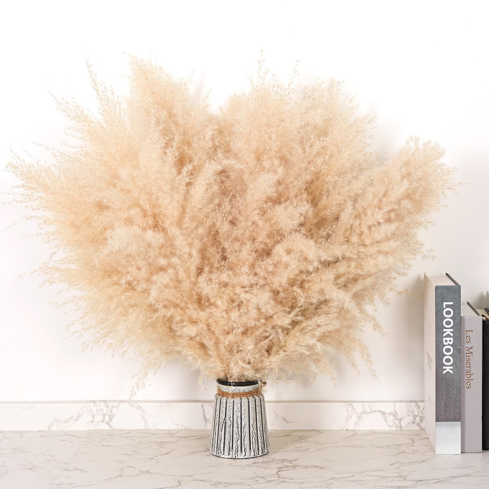Pasuvsigt 12Pcs 17 Inch Dried Pampas Grass Fluffy Stem Home Wedding Decor Pasuvsigt 12Pcs 17 Inch Dried Pampas Grass Fluffy Stem Home Wedding Decor