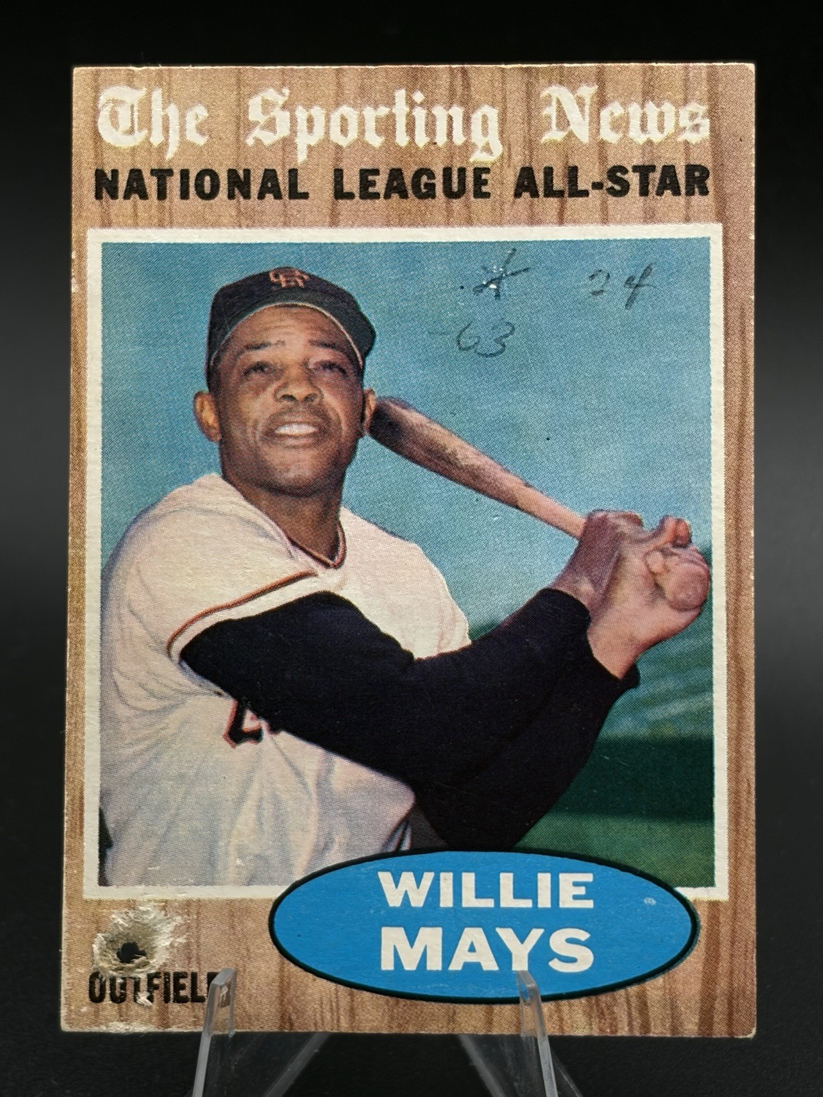 1962 Topps - All-Star Willie Mays #395 All-Star - POOR - Hole