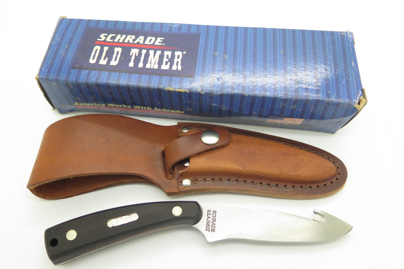 Vintage Schrade Old Timer 158OT Delrin Fixed Blade Guthook Hunting Knife Vintage Schrade Old Timer 158OT Delrin Fixed Blade Guthook Hunting Knife