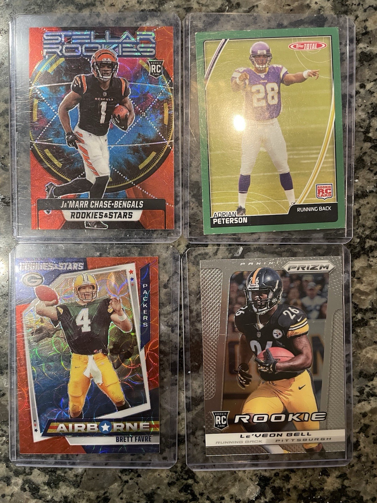 NFL Football Card Lot 18 Cards Rookie RC Prizm Chase Favre Peterson