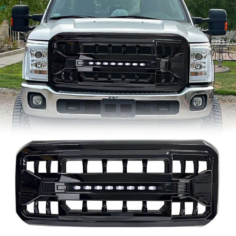 Front Armor Grille for 2011-2016 Ford F250 F350 F450 F550 Super Duty Gloss Black