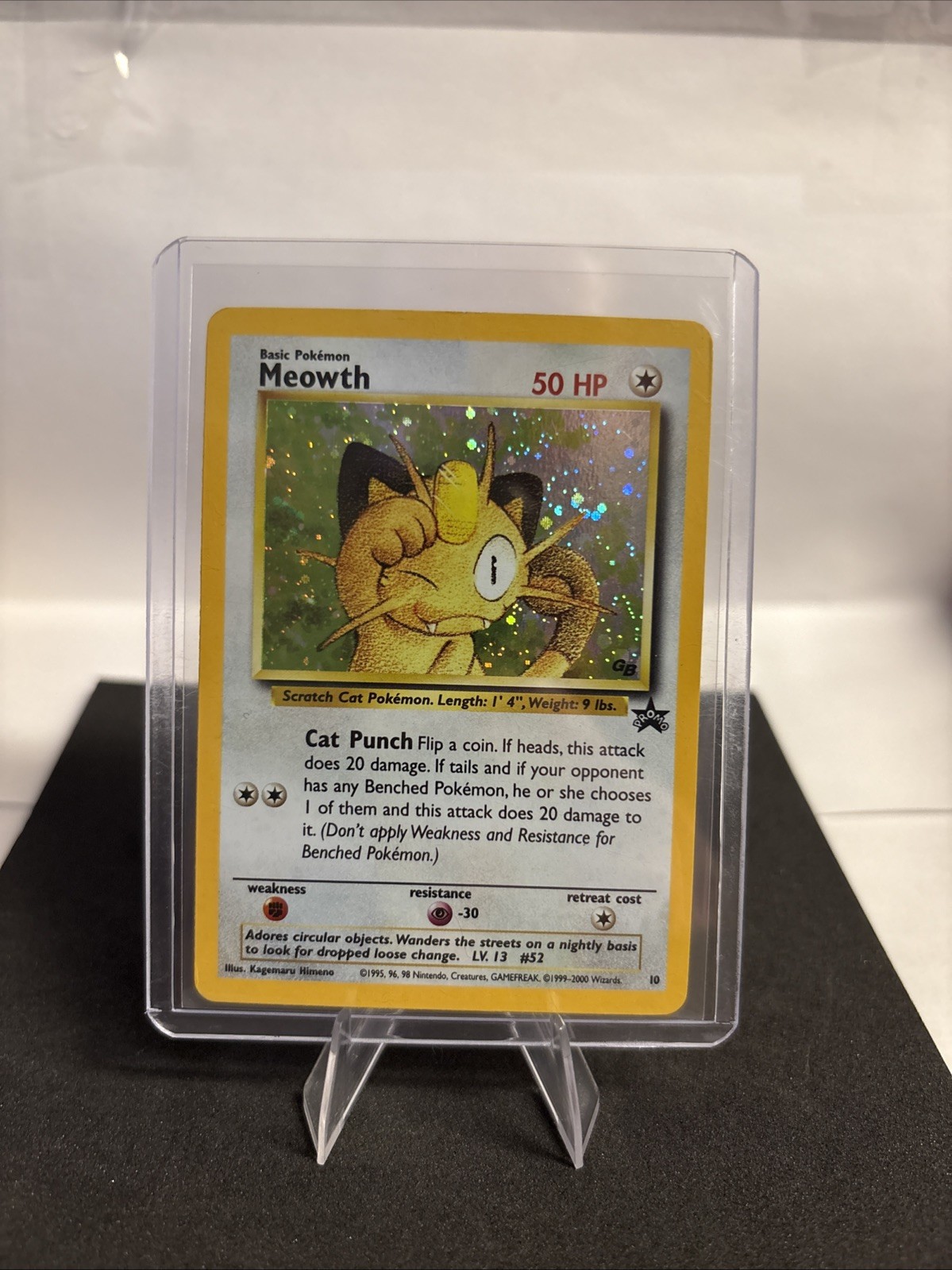 Meowth #10 Holo Pokémon Black Star Promo GB Game Boy WOTC 2000 Vintage Meowth #10 Holo Pokémon Black Star Promo GB Game Boy WOTC 2000 Vintage