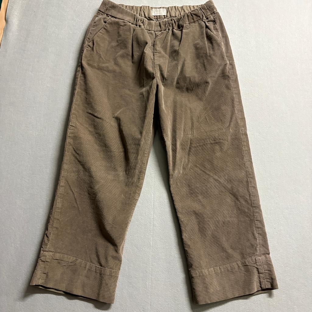 Everlane Corduroy Pants Womens 16 Brown Crop Wide Leg Elastic Waist Pull On