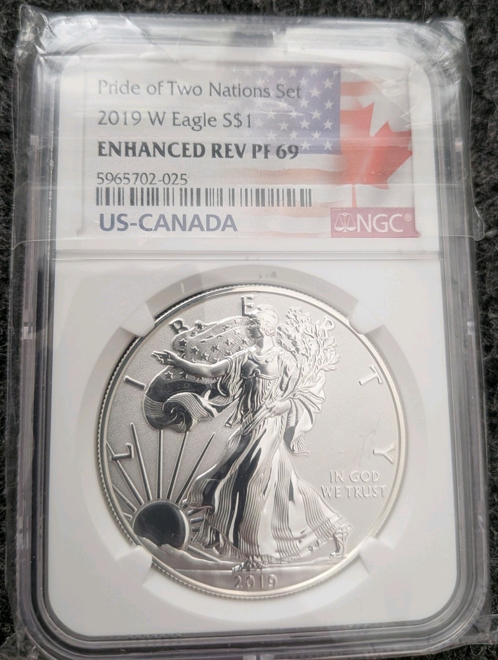 2019 W Pride of Two Nations Enhanced Reverse PF69 American Silver Eagle 2019 W Pride of Two Nations Enhanced Reverse PF69 American Silver Eagle