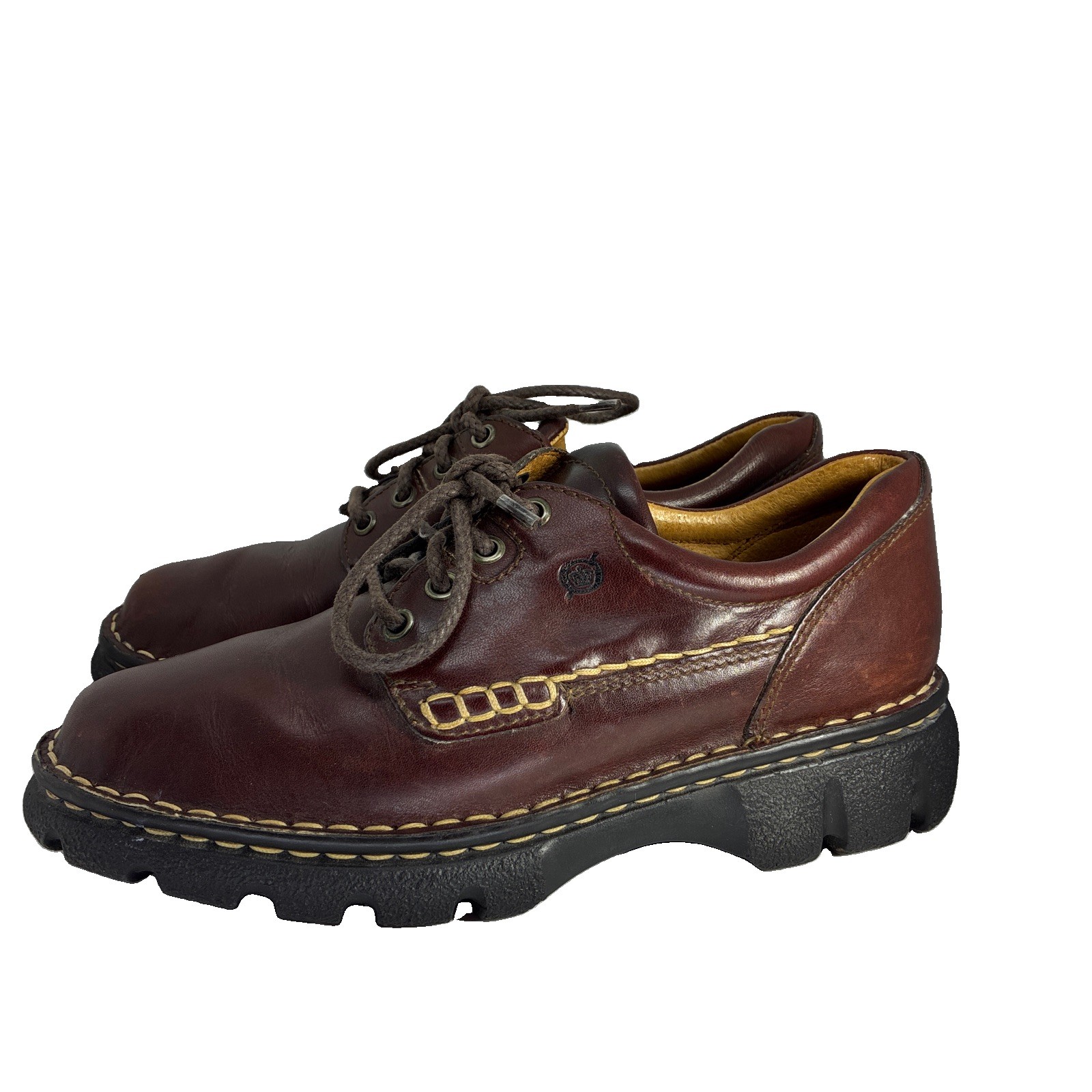 Vintage Born B6346 Women’s Brown Leather Chunky Oxford Shoes Y2K Size 40 Good