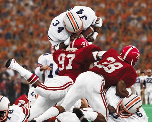 AUBURN TIGERS FOOTBALL BO JACKSON OVER THE TOP GAMBLE PRINT PICTURE IRON BOWL LG