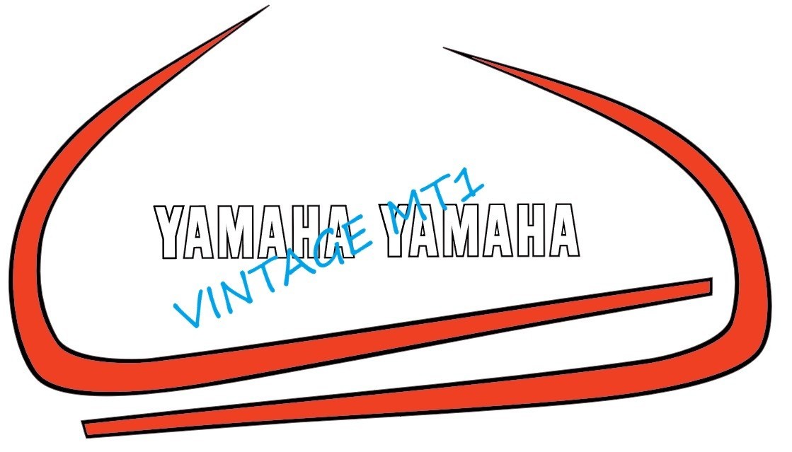 1973 Yamaha MX360 OR MX250 fuel tank decals SET, red,  OEM SPECS, NOS STYLE