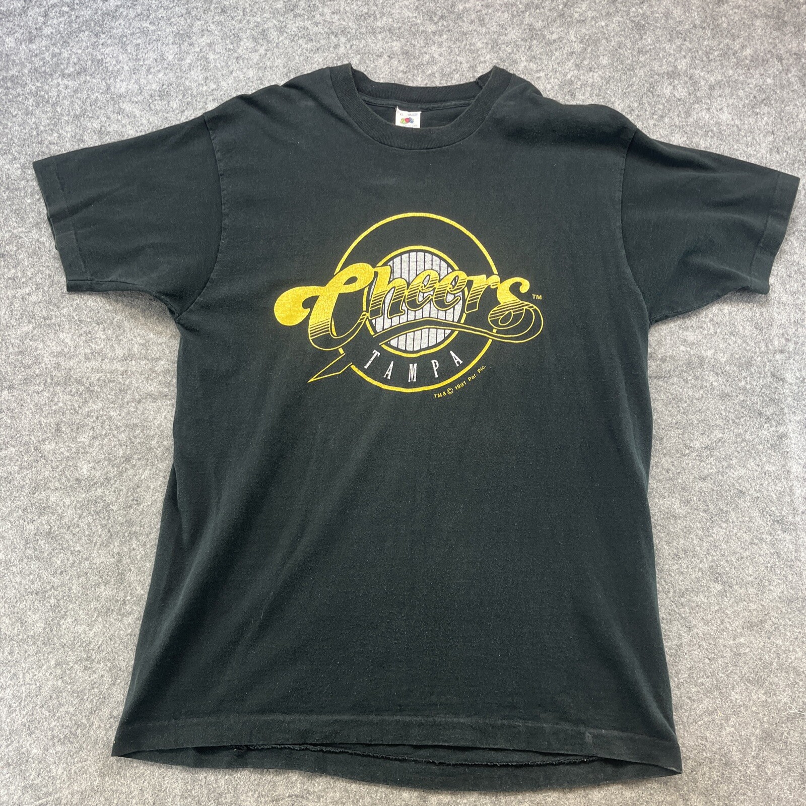 Vintage Cheers Tampa T Shirt Mens XL 90s Single Stitch Black Tee Made In USA