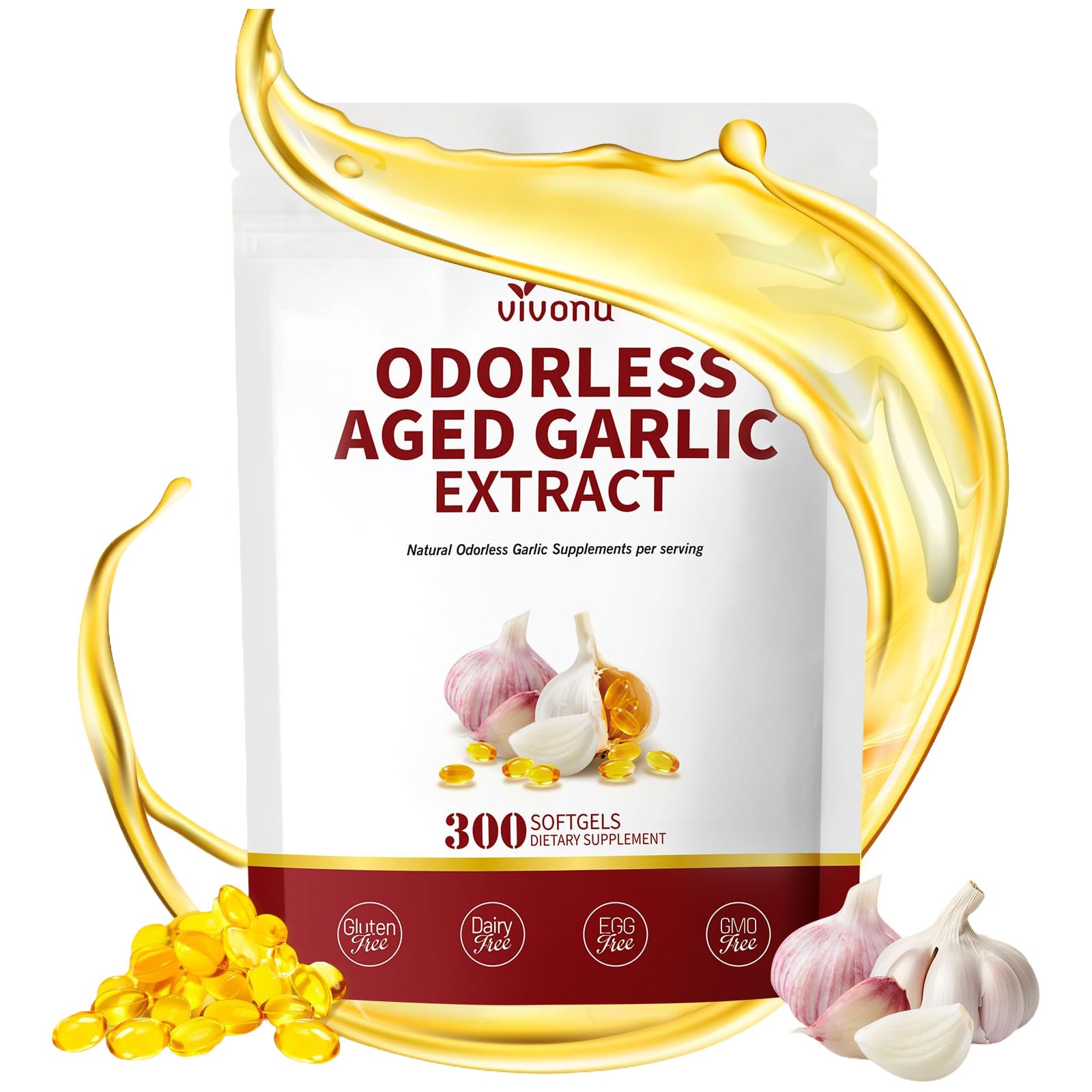 VivoNu Odorless Aged Garlic Softgels Dietary Supplement Metabolism Support VivoNu Odorless Aged Garlic Softgels Dietary Supplement Metabolism Support