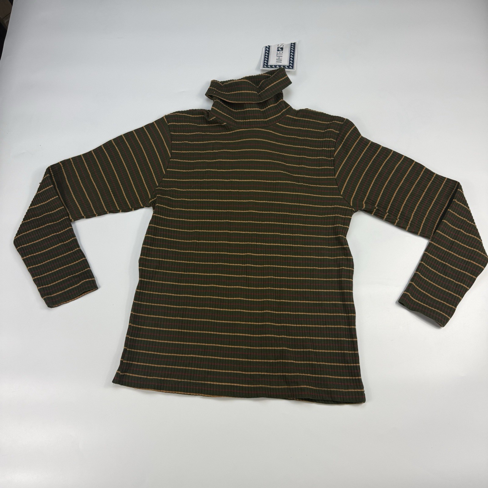 Vintage NWT 90s White Stag Striped Ribbed Turtleneck Womens M Stretch Top Vintage NWT 90s White Stag Striped Ribbed Turtleneck Womens M Stretch Top