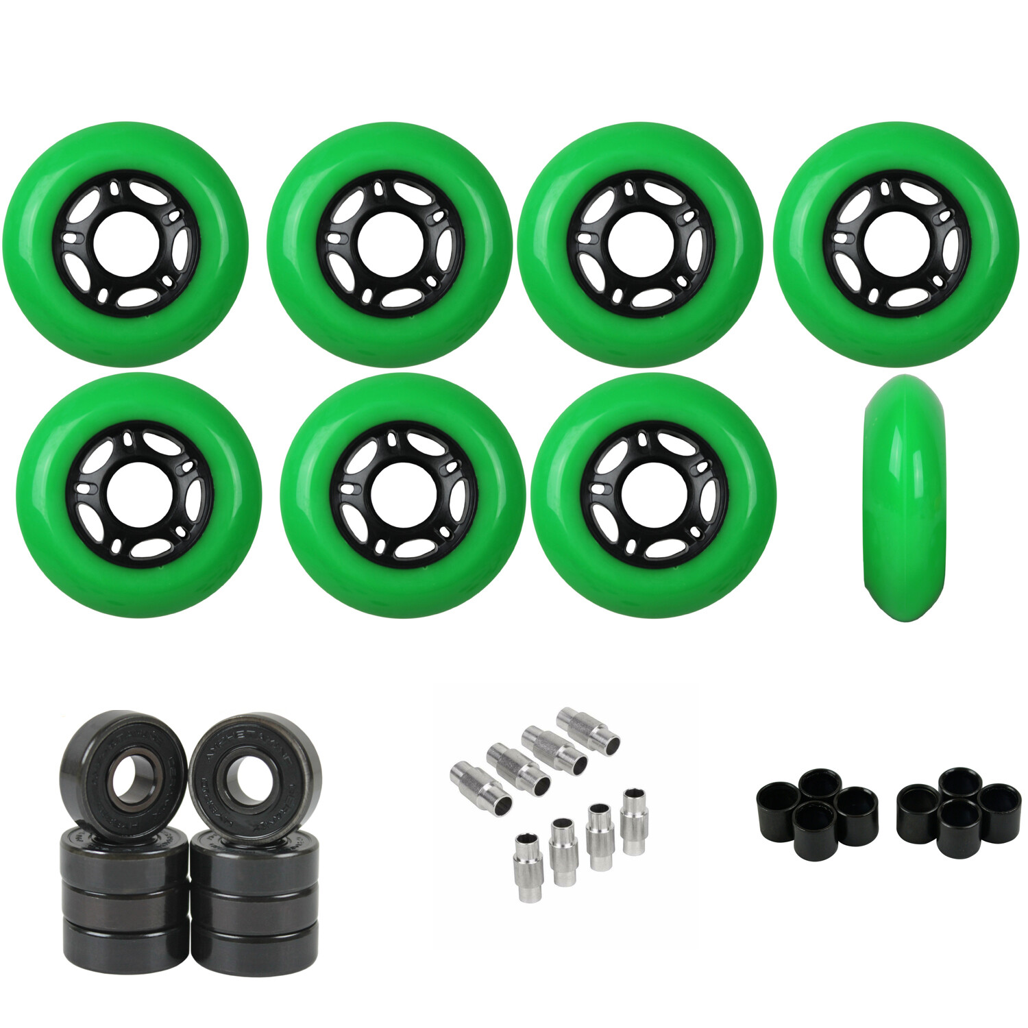 Replacement Rollerblade Inline Skate Wheels Outdoor Asphalt + Ceramic Bearings