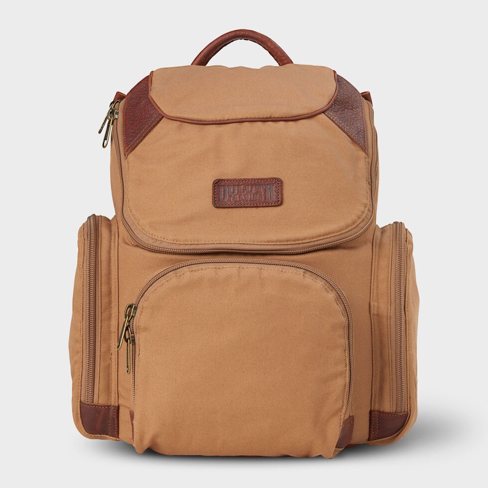 Duluth Fire Hose Bulldozer Backpack 2.0 Brown Canvas Leather Laptop 15\