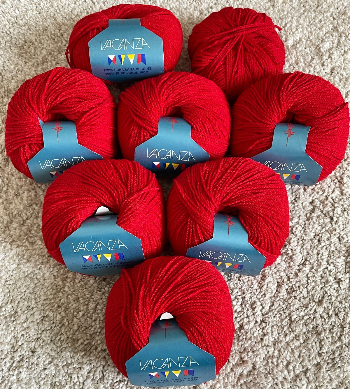 Zegna Baruffa Vacanza Cool Wool Yarn 1.75 oz 135yd Lot 7+ skeins Crimson Red NWT