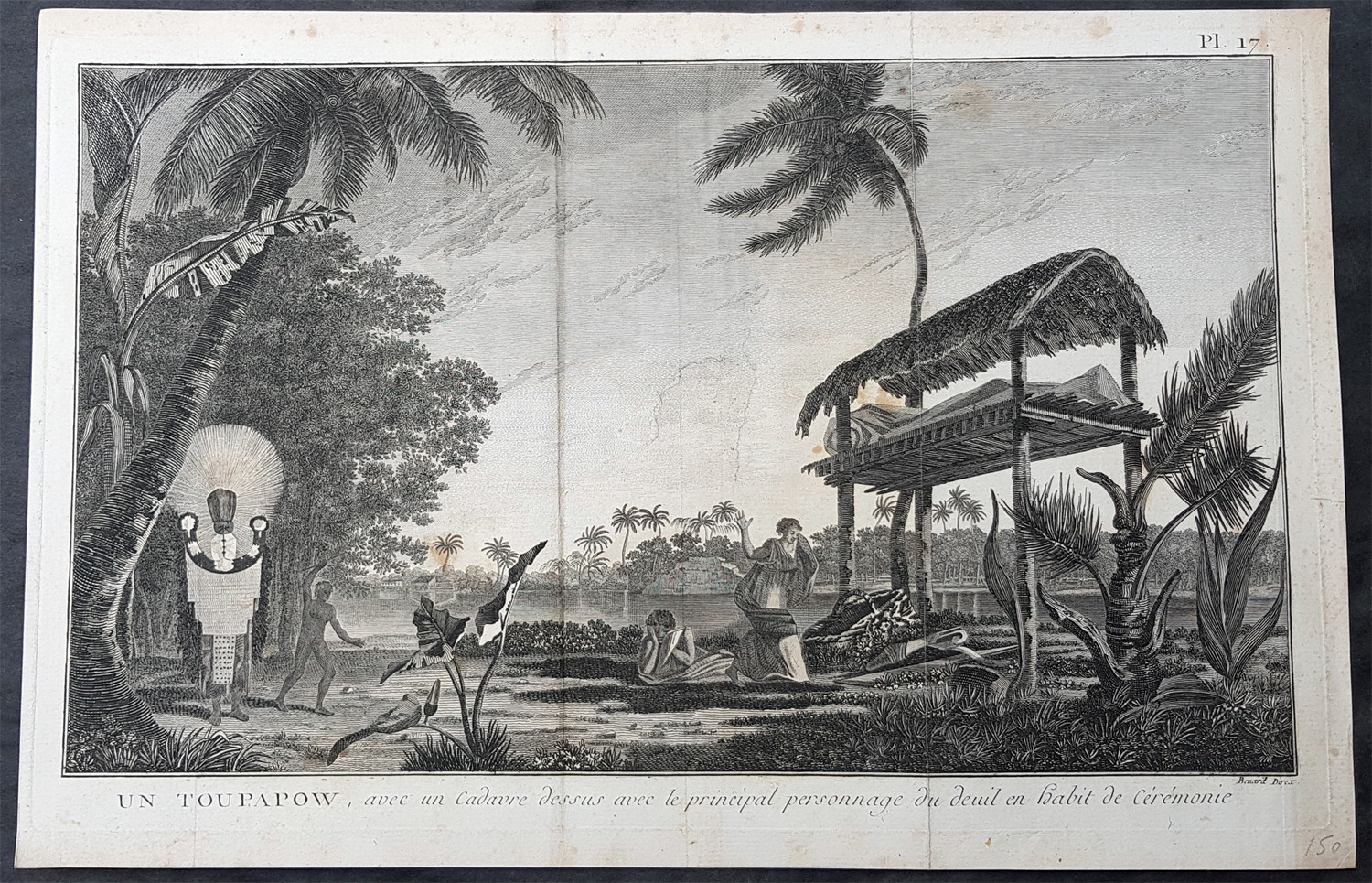 1778 Capt Cook Antique Print of Spirit Watching or Manao Tupapau in Tahiti, 1773
