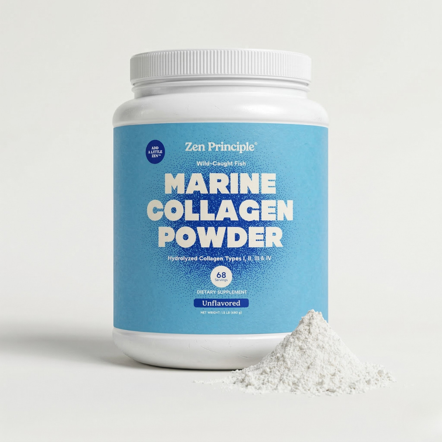 Marine Collagen Peptides Hydrolyzed. Wild-Caught Fish 1.5 lb. Type I-IV.