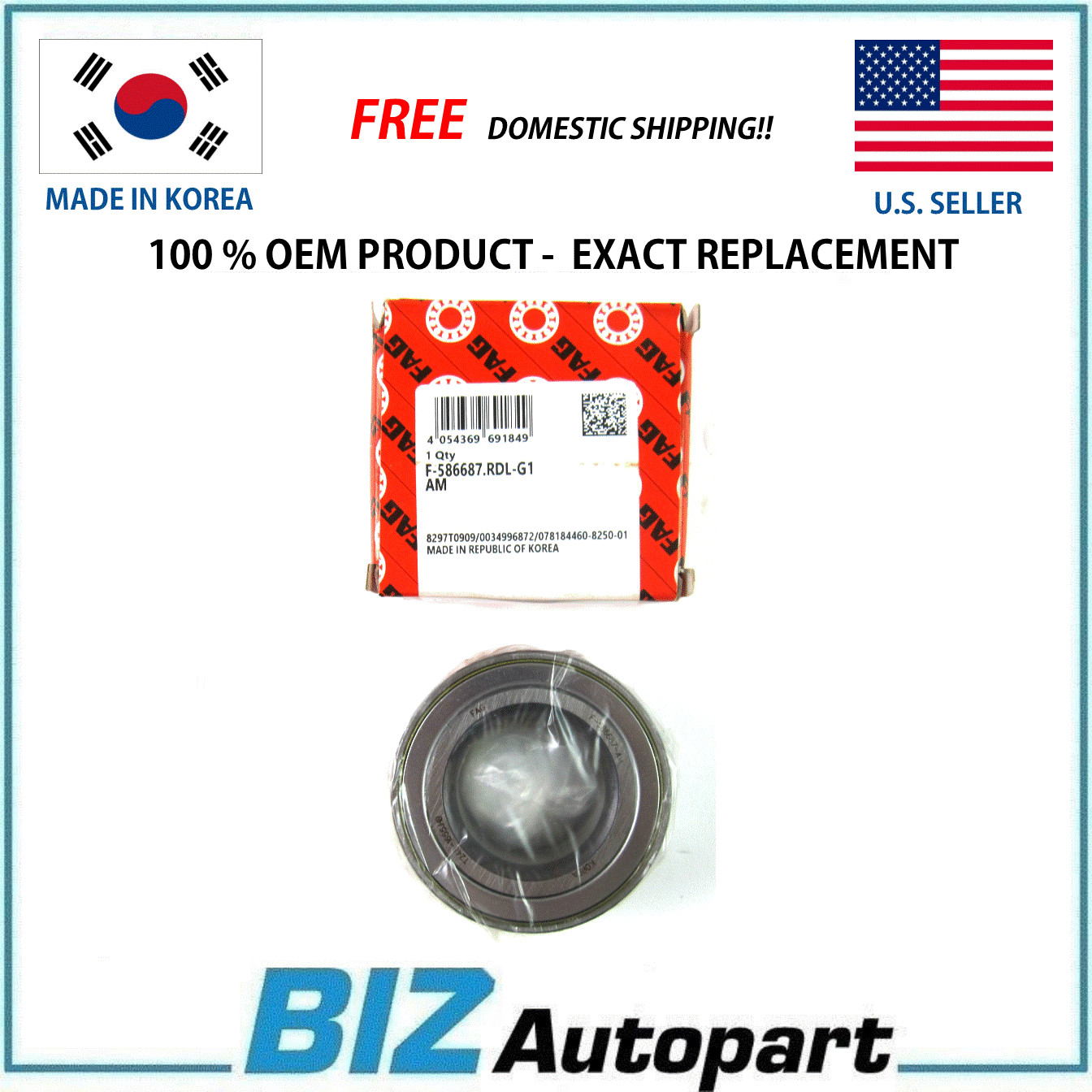 OEM FAG Front Wheel Bearing for 2016-2022 Chevrolet Spark 1.4L # 13584680