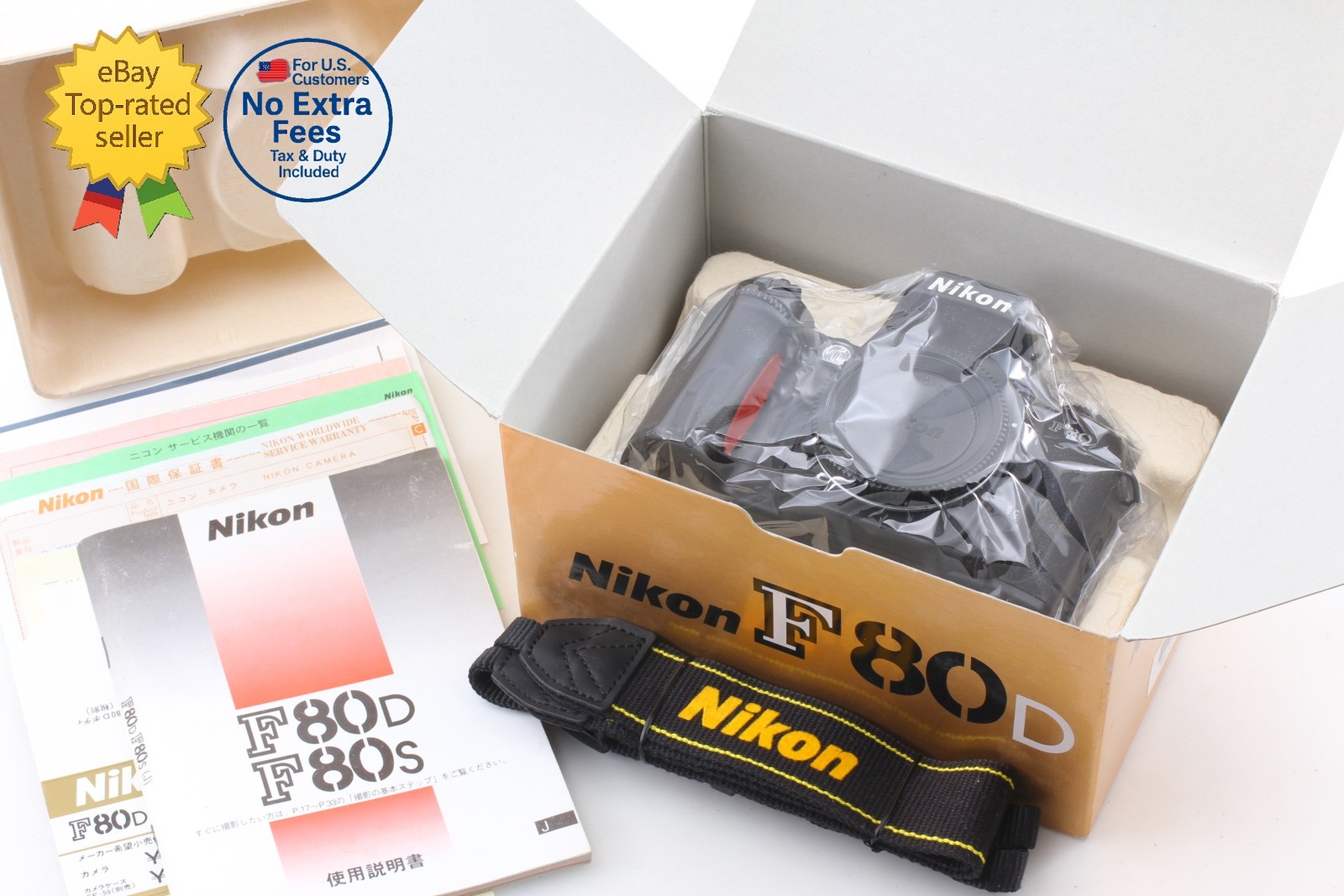 No Sticky [Top MINT in Box] Nikon F80 D 35mm Film Camera Black Body From JAPAN