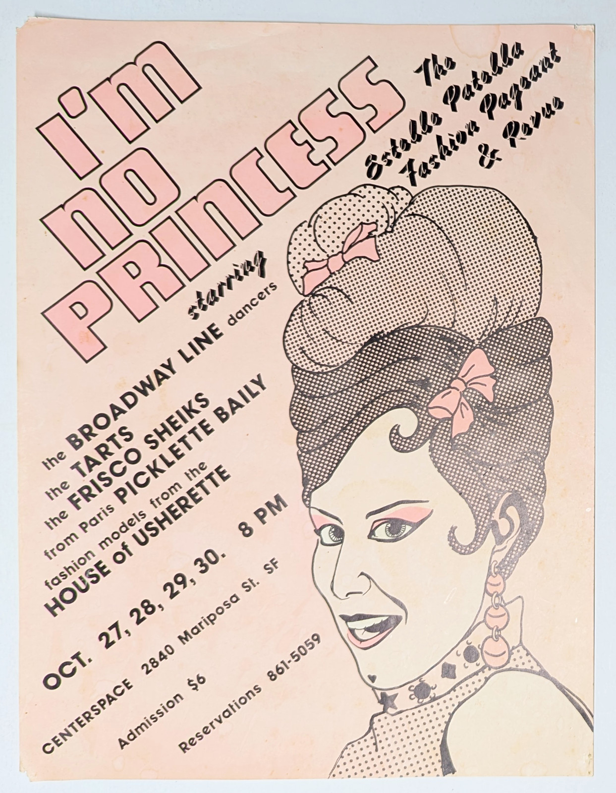 Vintage I'm No Princess Handbill Estelle Patella San Francisco Theater Flyer
