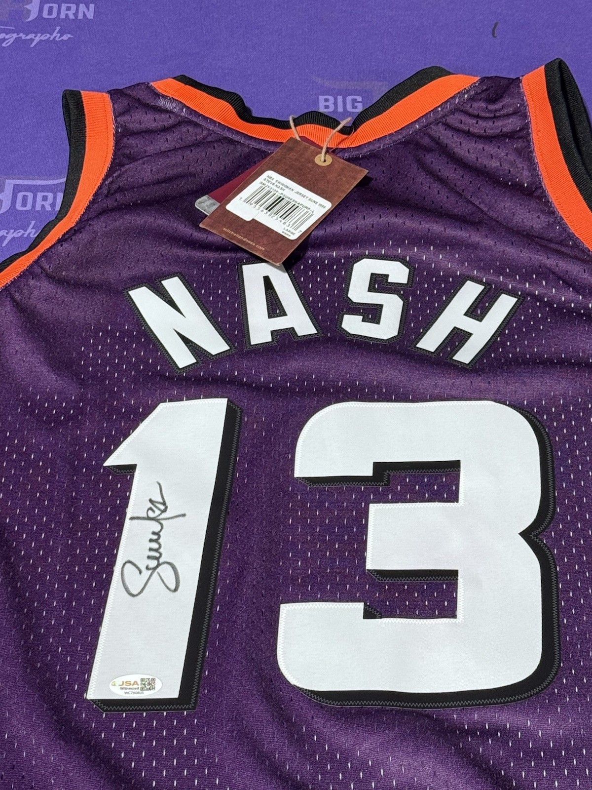 Steve Nash Autographed Phoenix Suns Basketball Jersey Mitchell & Ness JSA Steve Nash Autographed Phoenix Suns Basketball Jersey Mitchell & Ness JSA