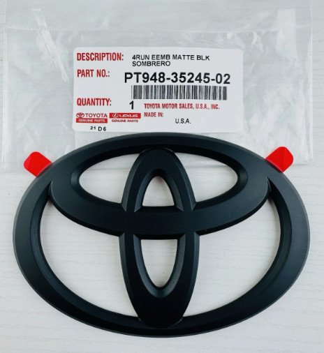 TOYOTA BLACK EMBLEM OVERLAY 2024-26 TACOMA 2025-26 4RUNNER PT9483524502 MATTE TOYOTA BLACK EMBLEM OVERLAY 2024-26 TACOMA 2025-26 4RUNNER PT9483524502 MATTE
