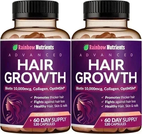2 PACK NEW Rainbow Nutrients Advanced Hair Growth- Prevent Hair Loss 