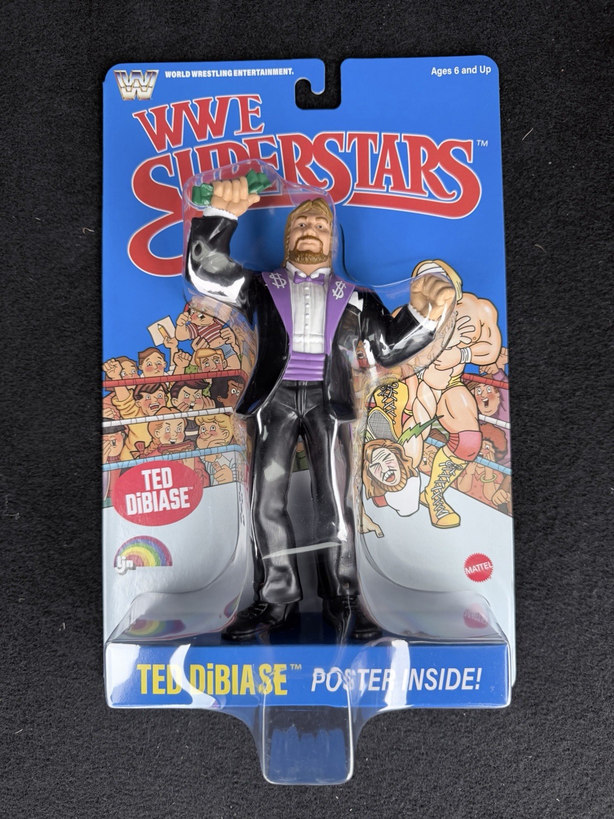 WWE Superstars LJN Ted DiBiase Million Dollar Man Blue Card Mattel IN HAND