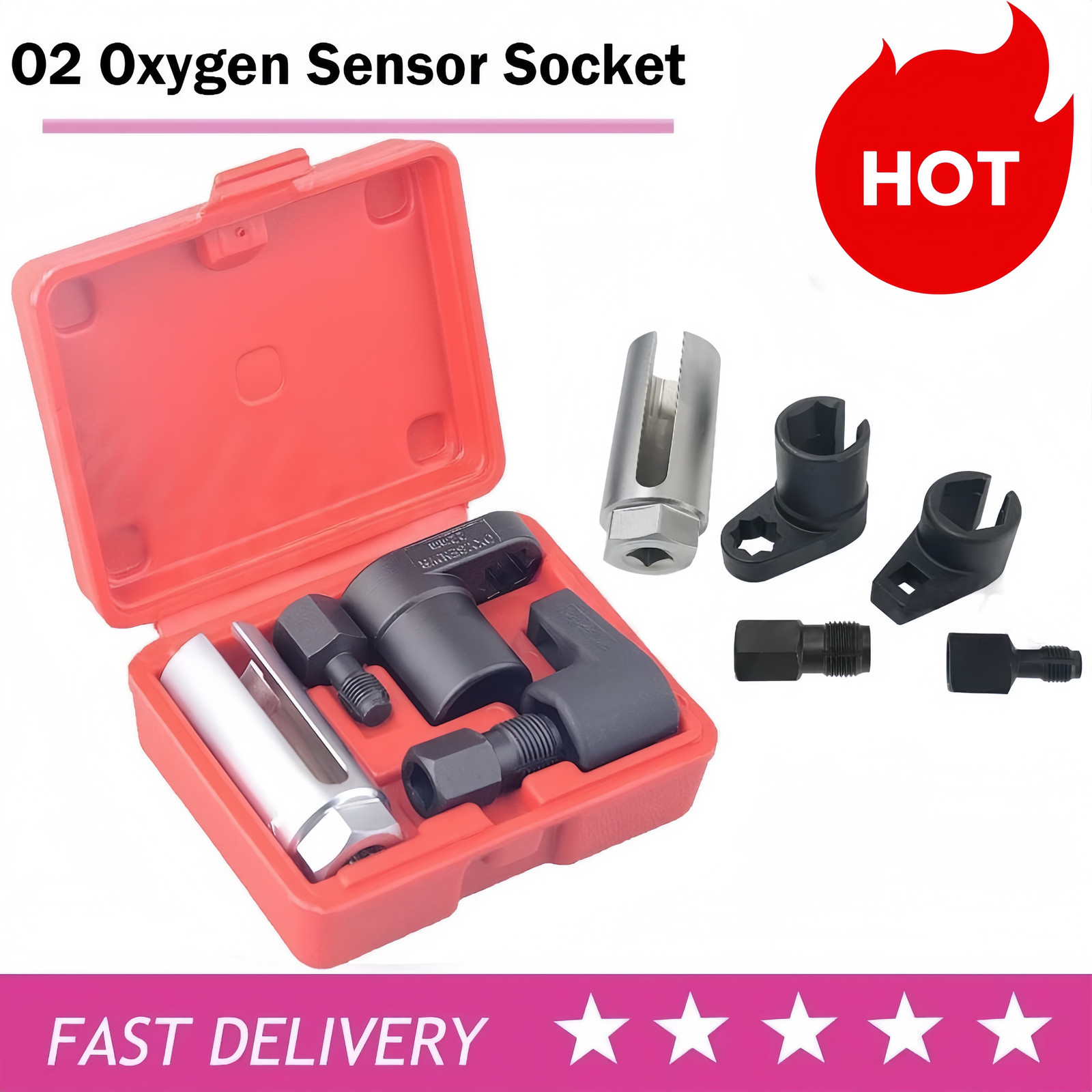 O2 Oxygen Sensor Socket Thread Chaser Set 5PCS O2 Sensor Wrench Removal Tool Kit O2 Oxygen Sensor Socket Thread Chaser Set 5PCS O2 Sensor Wrench Removal Tool Kit