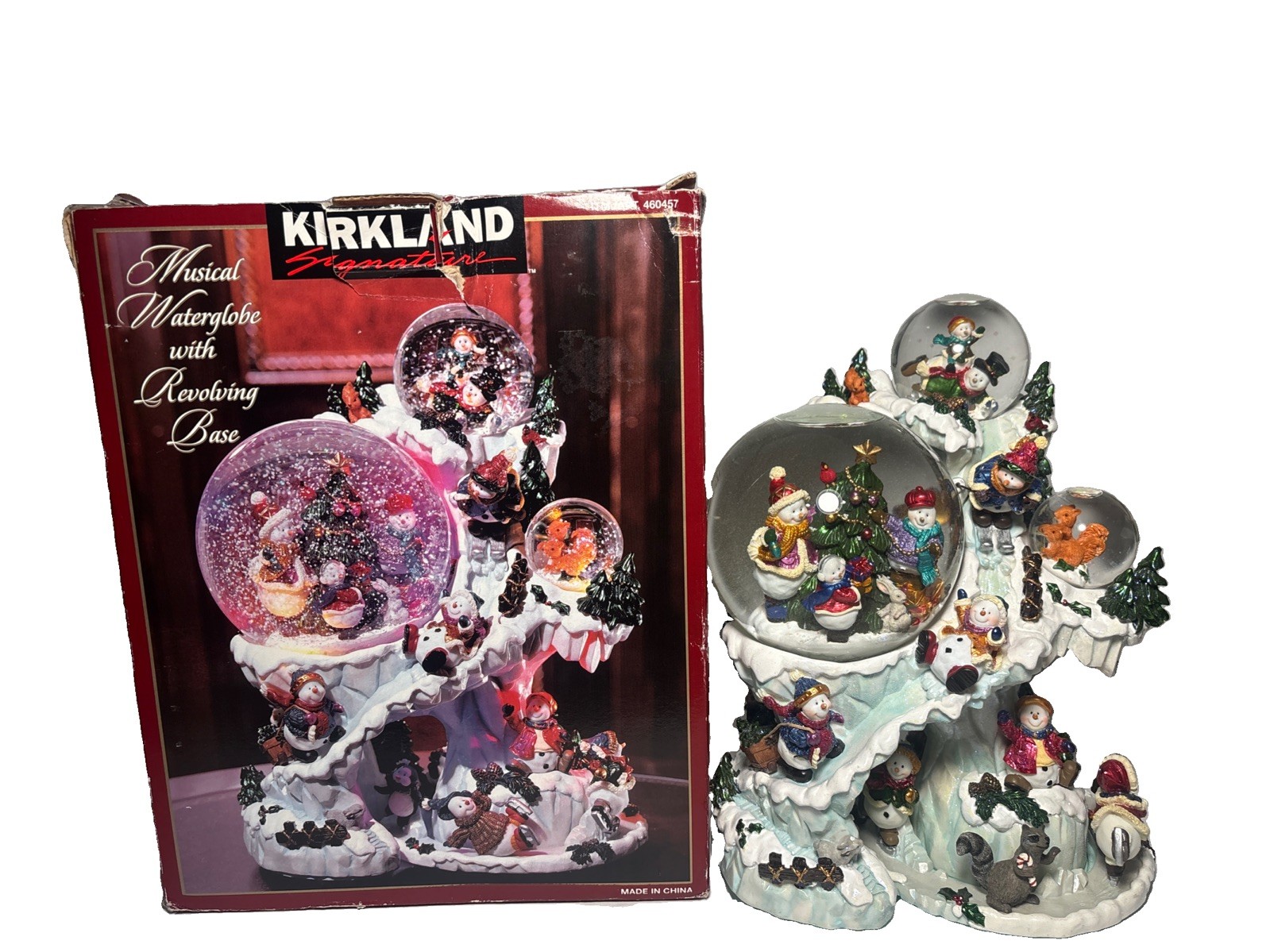 Vintage Kirkland Musical Waterglobe Revolving Base Christmas Decoration/ Read De