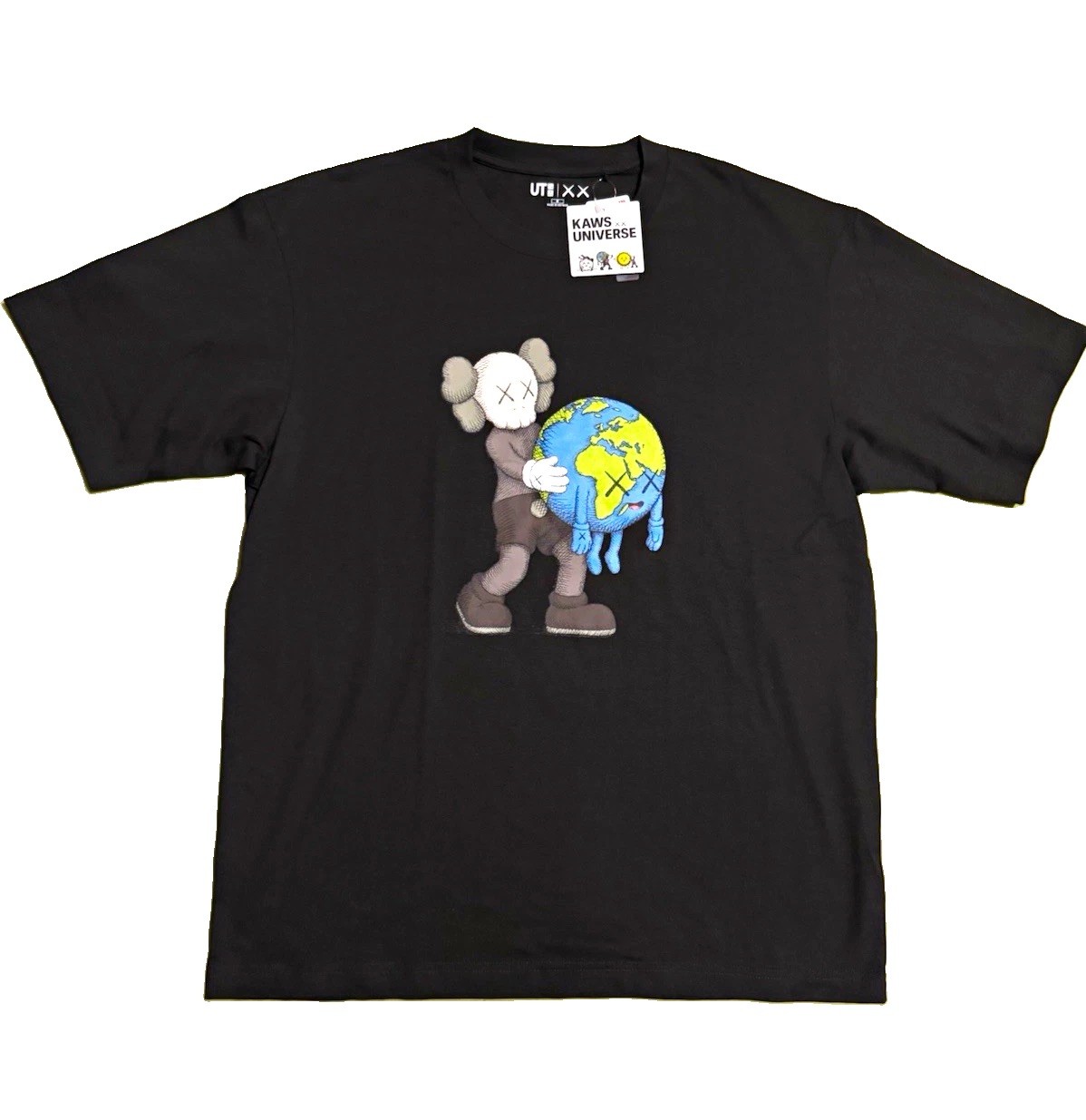 Uniqlo UT x KAWS Universe Black Graphic Crew Neck Short Sleeve T-Shirt Size M