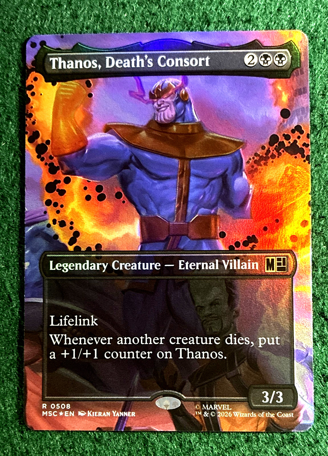 Thanos, Death\'s Consort (Borderless) Commander: Marvel Super Heroes Foil Thanos, Death\'s Consort (Borderless) Commander: Marvel Super Heroes Foil