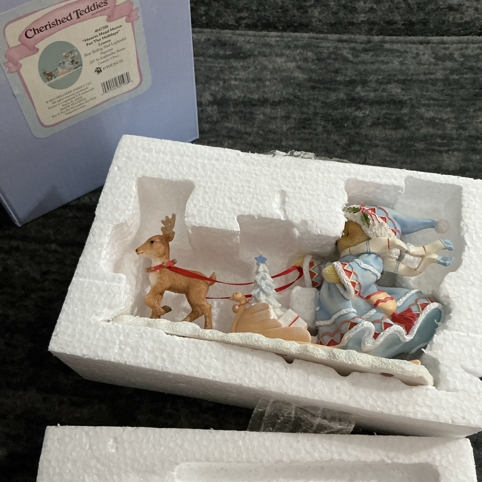 Cherished Teddies Bear on Reindeer Sled Figurine Boxed Resin 7in x 4in Cherished Teddies Bear on Reindeer Sled Figurine Boxed Resin 7in x 4in