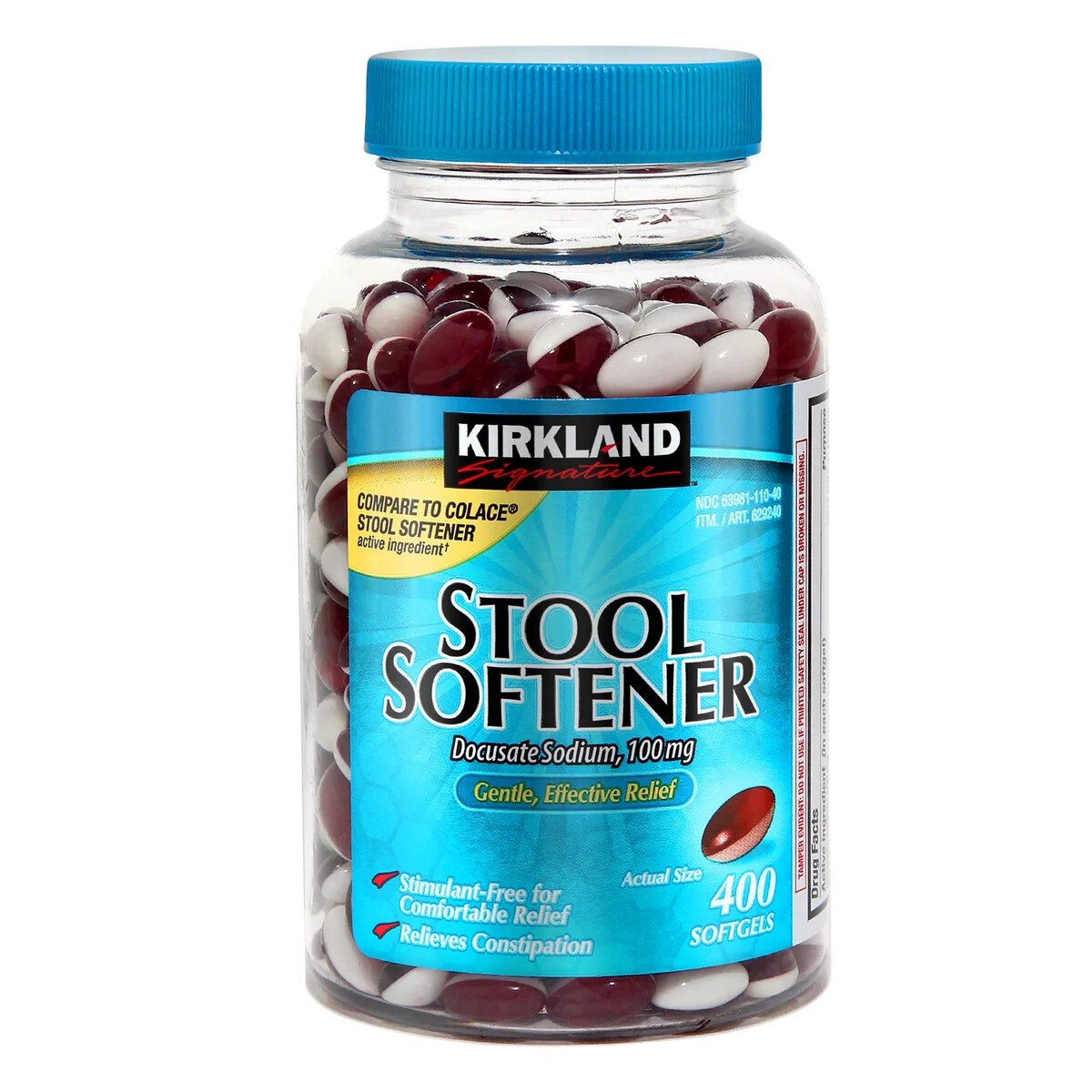 Kirkland Signature STOOL SOFTENER Docusate Sodium 100mg 400 Softgels Kirkland Signature STOOL SOFTENER Docusate Sodium 100mg 400 Softgels