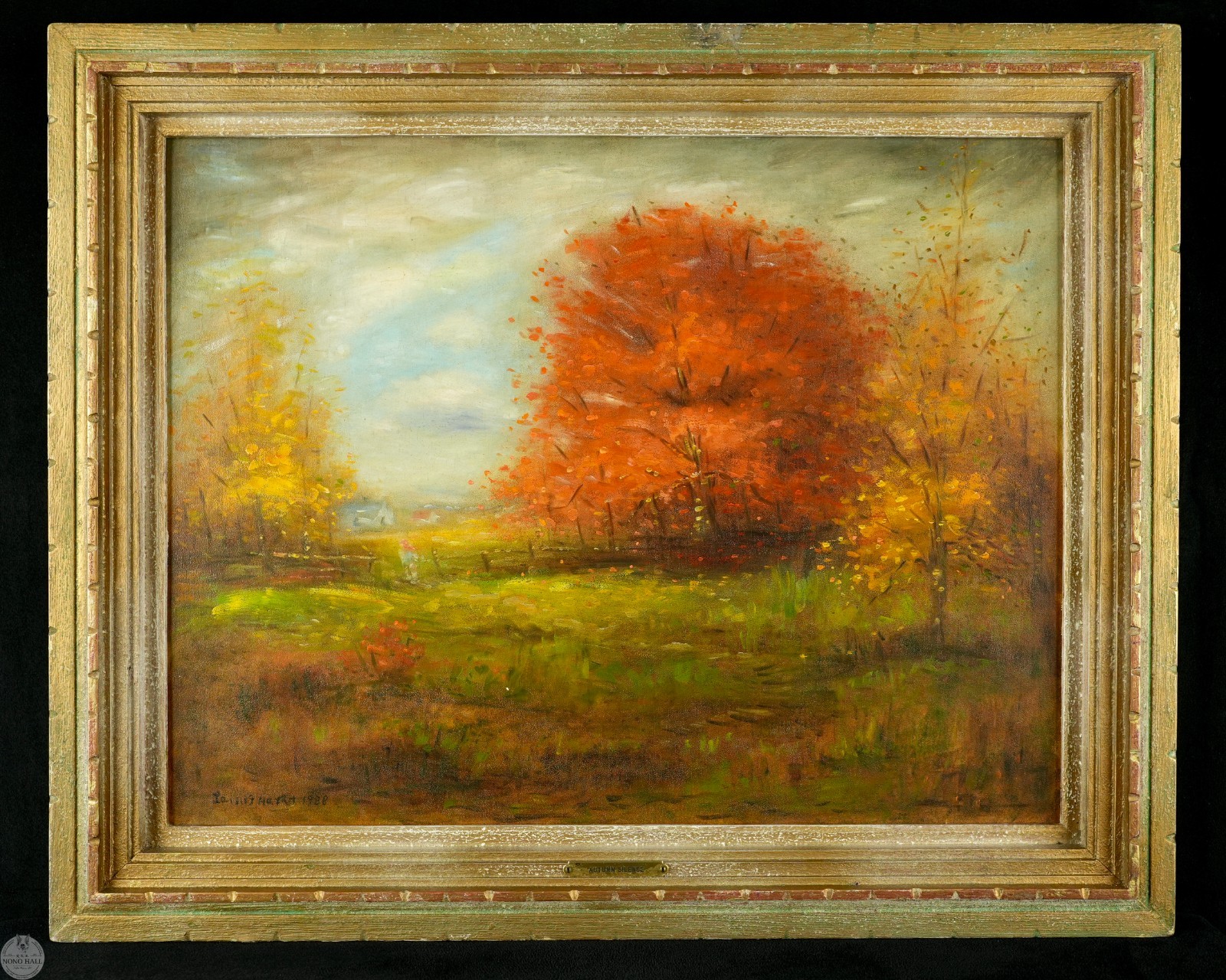 Vintage Original American Impressionist Landscape Oil on Board “Autumn Silence”