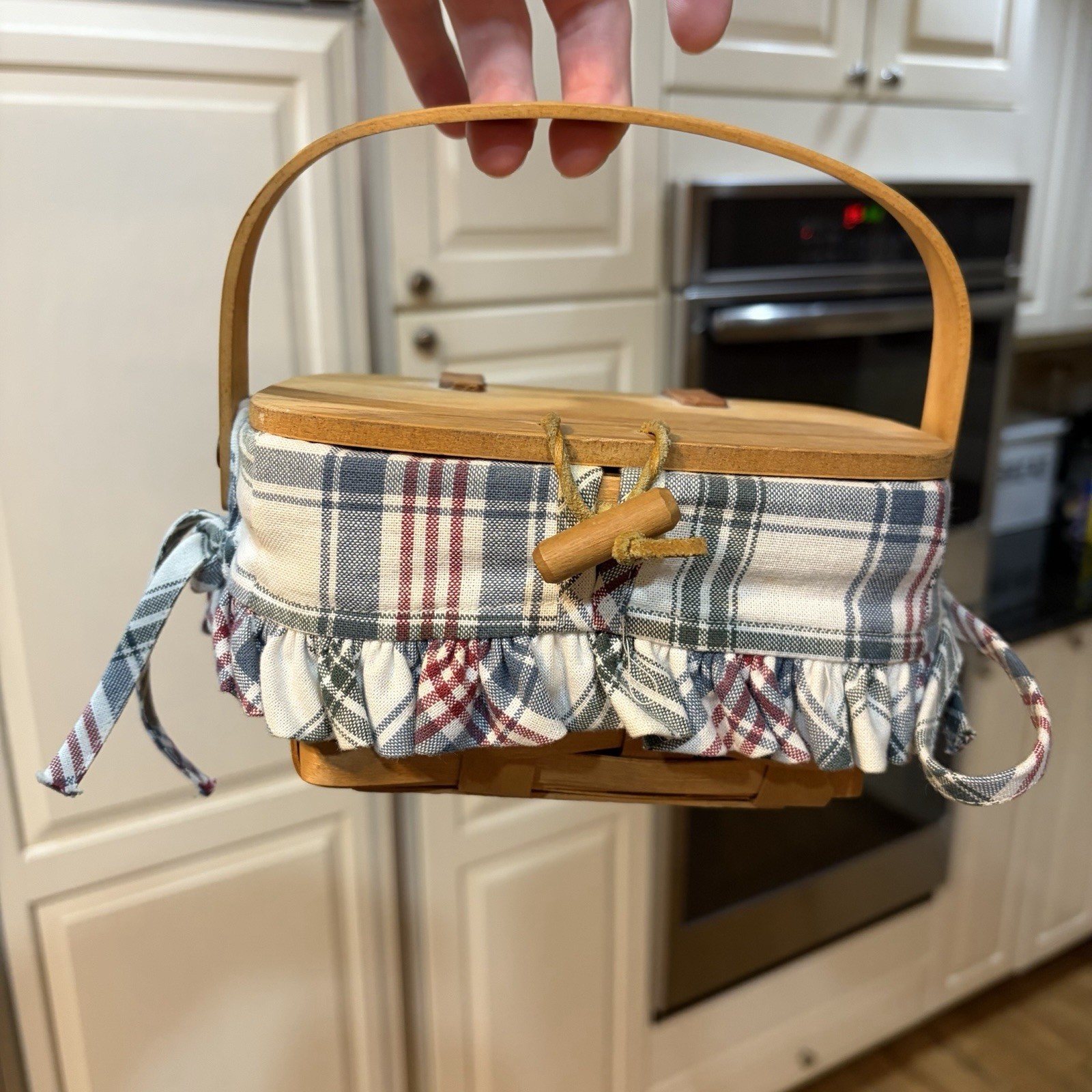 Longaberger 1996 Small Mini Basket Purse w/fabric & Plastic Liner Bow Vintage