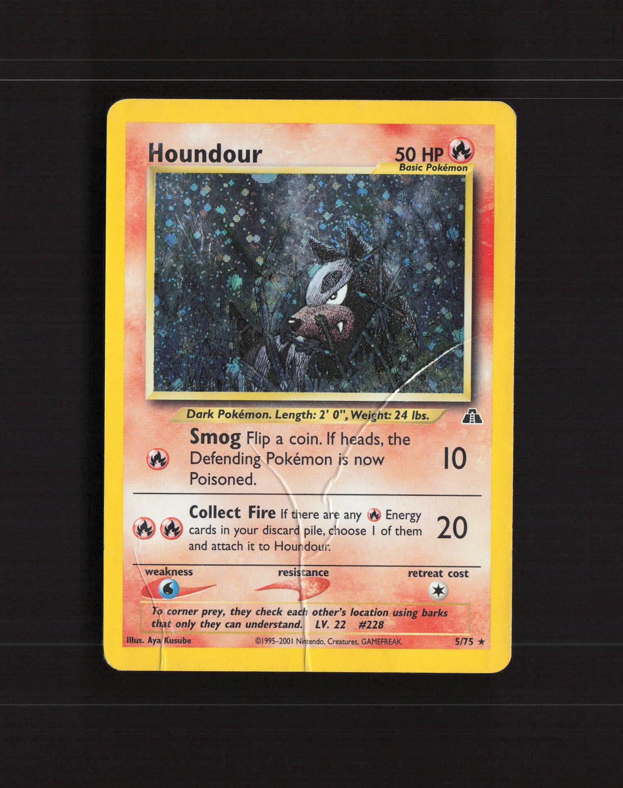 Houndour 5/75 Neo Discovery Reverse Holo Rare Pokemon Card DMG Houndour 5/75 Neo Discovery Reverse Holo Rare Pokemon Card DMG