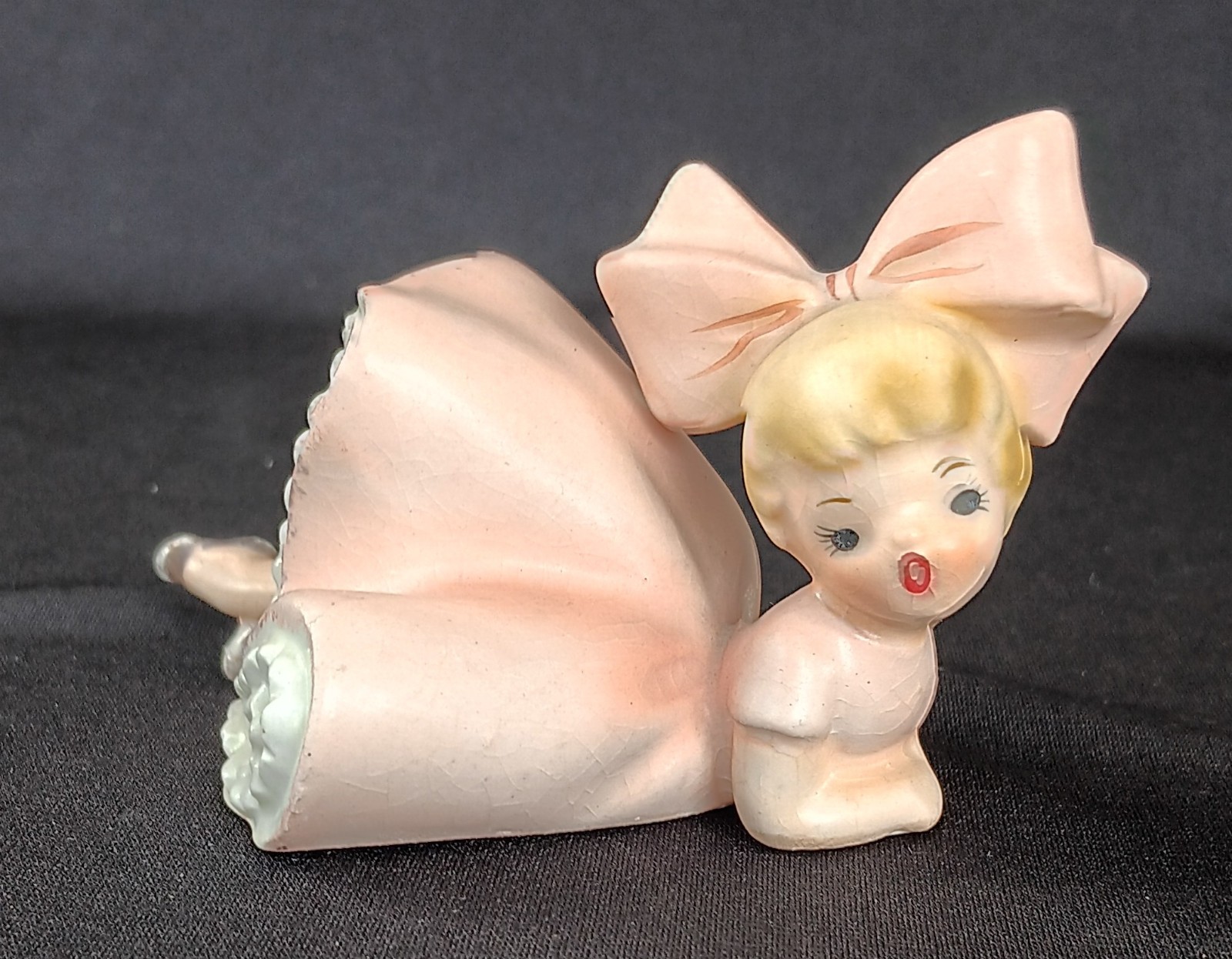 Vintage Inarco 1963 Big Bow Girl E-1059 Lounging Figurine Pink Dress Vintage Inarco 1963 Big Bow Girl E-1059 Lounging Figurine Pink Dress