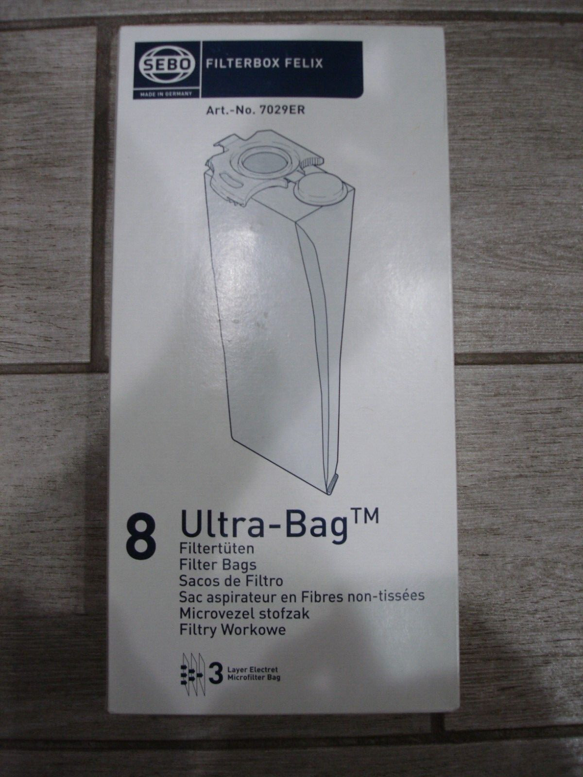 NEW 8-Pack White SEBO 7029ER Filterbox for Felix Vacuum Bags NEW 8-Pack White SEBO 7029ER Filterbox for Felix Vacuum Bags