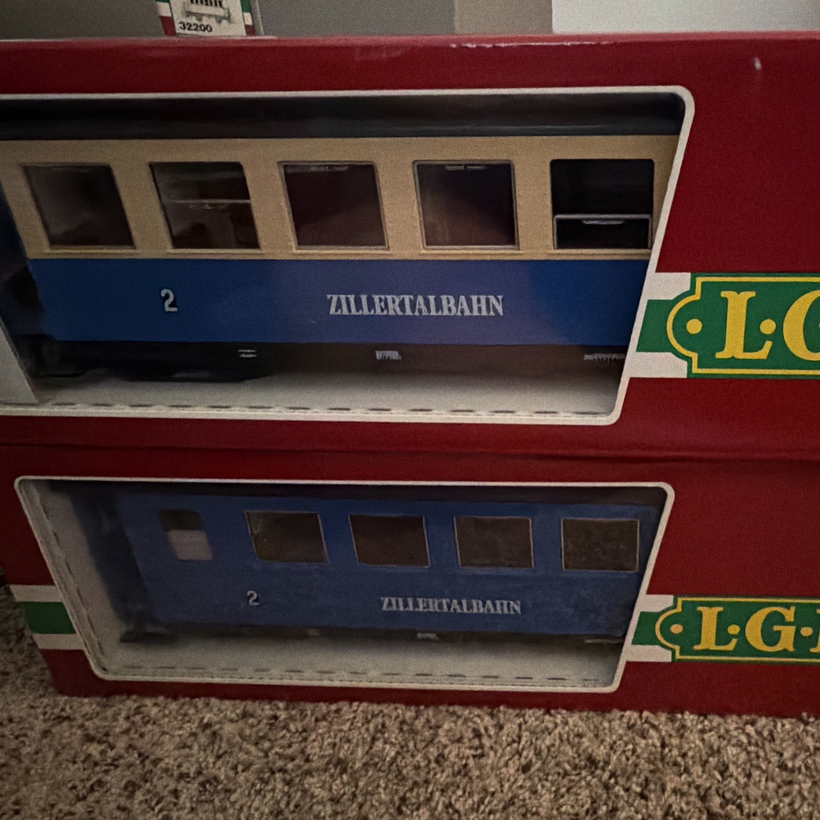 2- TrainsLGB 3163 & LGB 3164 G Gauge Zillertalbahn Passenger Car Coach Blue/Tan