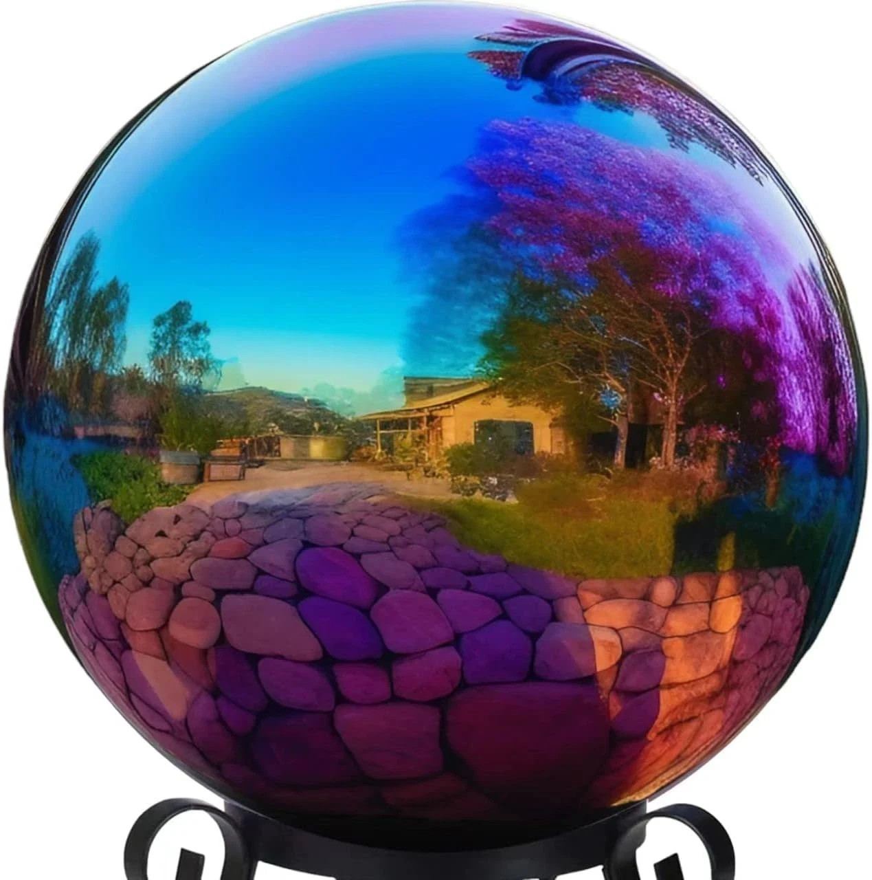 12 Inch Stainless Steel Gazing Globe, Hollow Ball Mirrored Surface Polished Shin