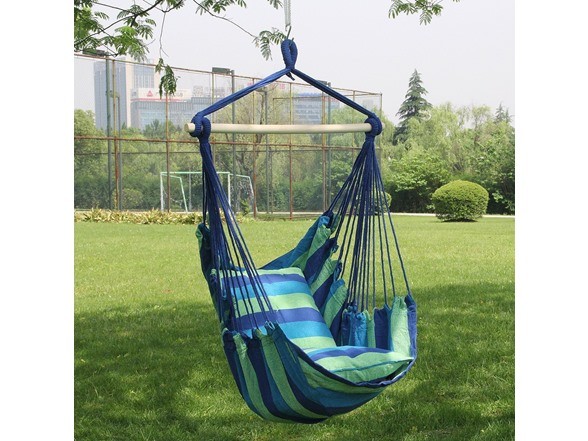 NIB SORBUS BLUE HANGING ROPE HAMMOCK CHAIR SWING SEAT-2 SEAT CUSHIONS SORBUS