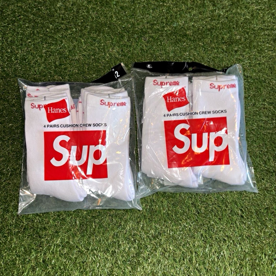 Supreme x Hanes Cushion Crew Socks Logo White Men’s One Size 4 Pairs