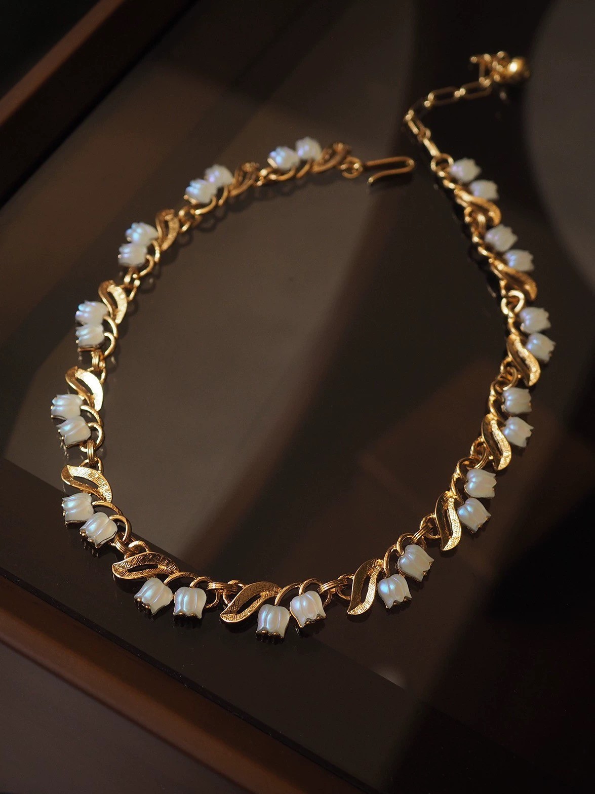 Vintage Lily of the Valley Necklace – Gold  Floral Romantic Retro Jewelry
