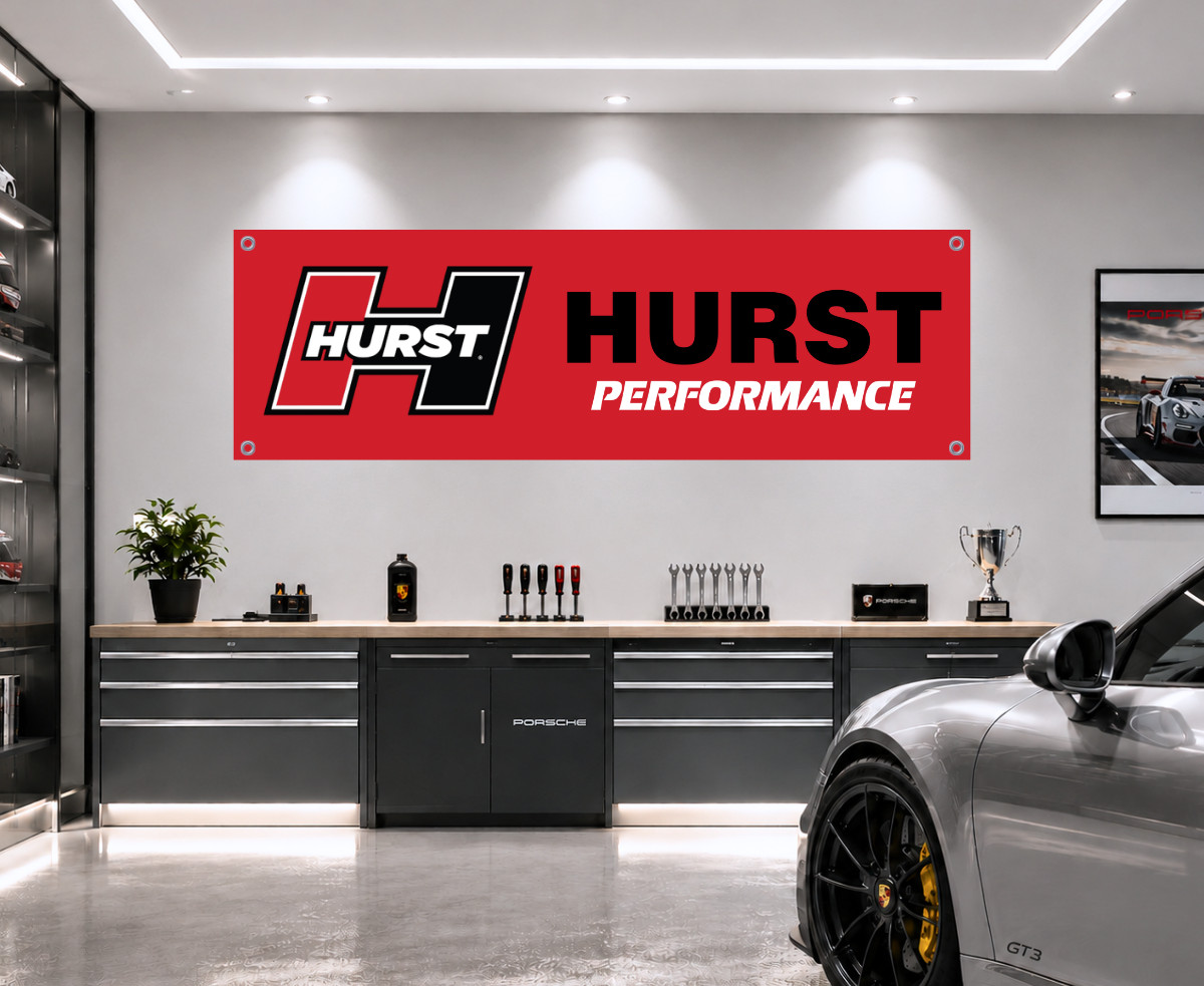 Hurst Performance 71x24 in Banner Flag, Garage Decor