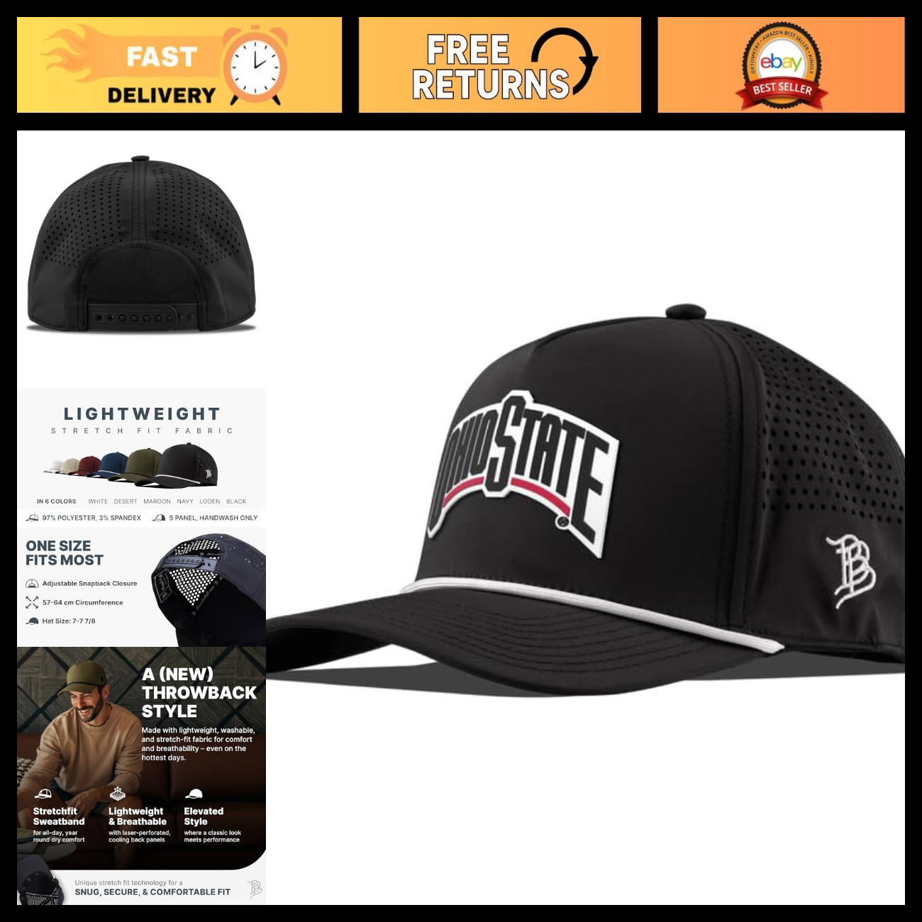 Vintage Ohio State Block Hat for Men | Adjustable, Stylish, Casual Wear Vintage Ohio State Block Hat for Men | Adjustable, Stylish, Casual Wear